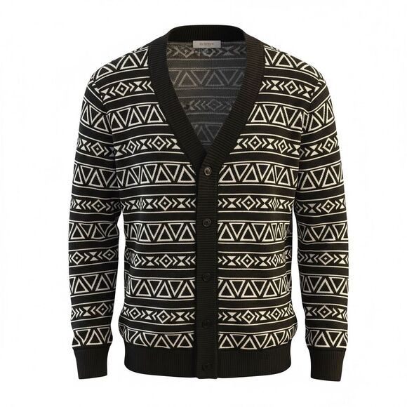 On The BYAS Men's Geometric Cardigan Sweater Multicolor Size L - Picture 2 of 4